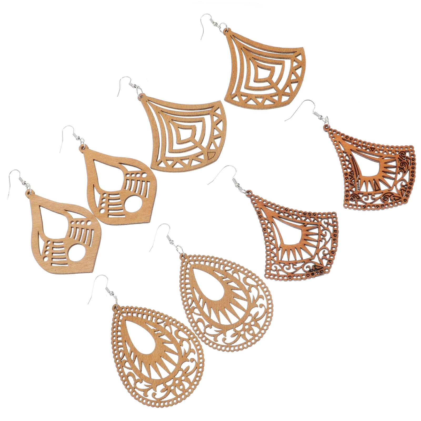 

Wooden Hollow Dangle Earrings Bohemian Dangle Lightweight Jewelry Hollow Drop Earrings for Women Daily Wear Gifts