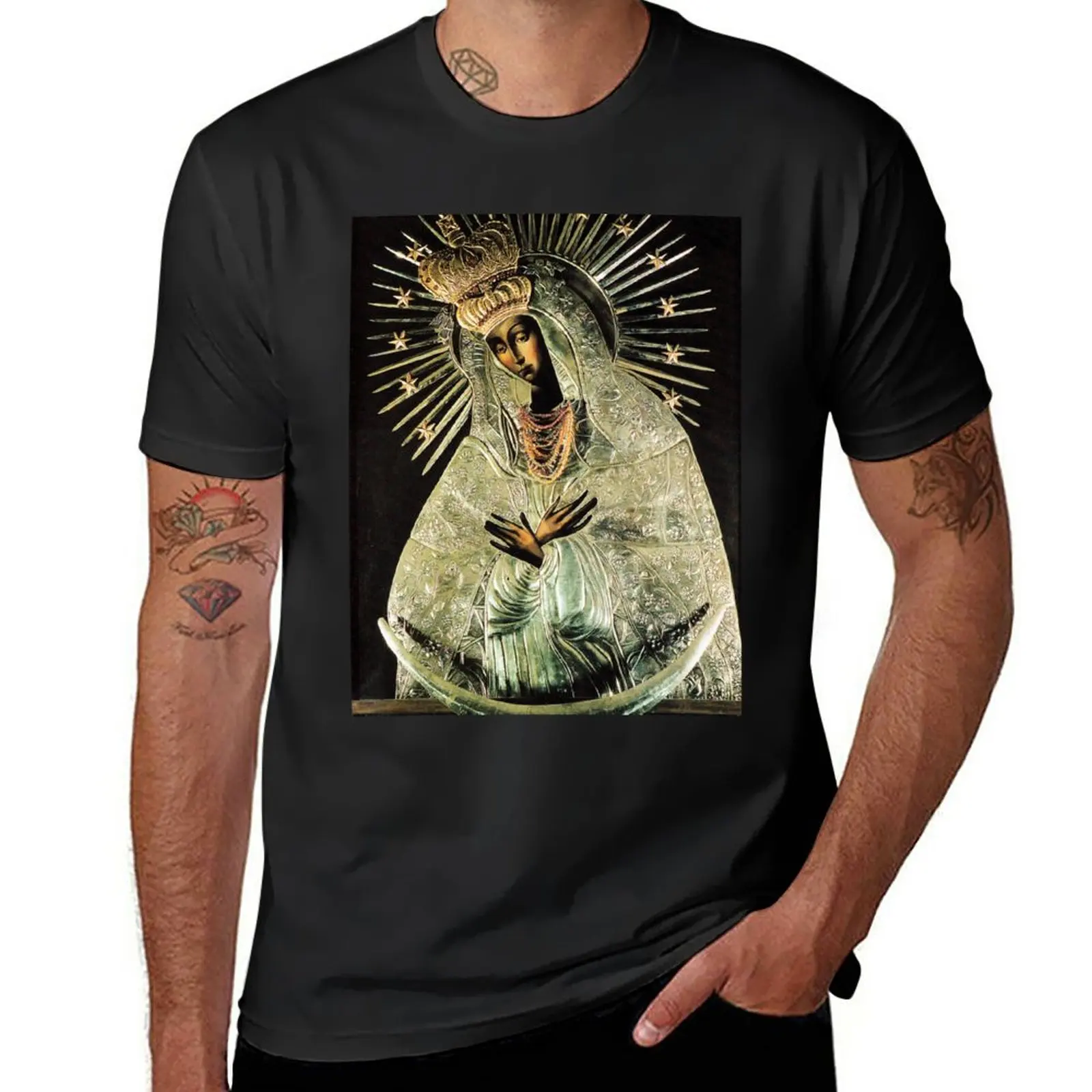 Black Madonna, Our Lady of Grace, Our Lady of Gate of Dawn, Virgin Mary T-Shirt graphics blanks clothes for men