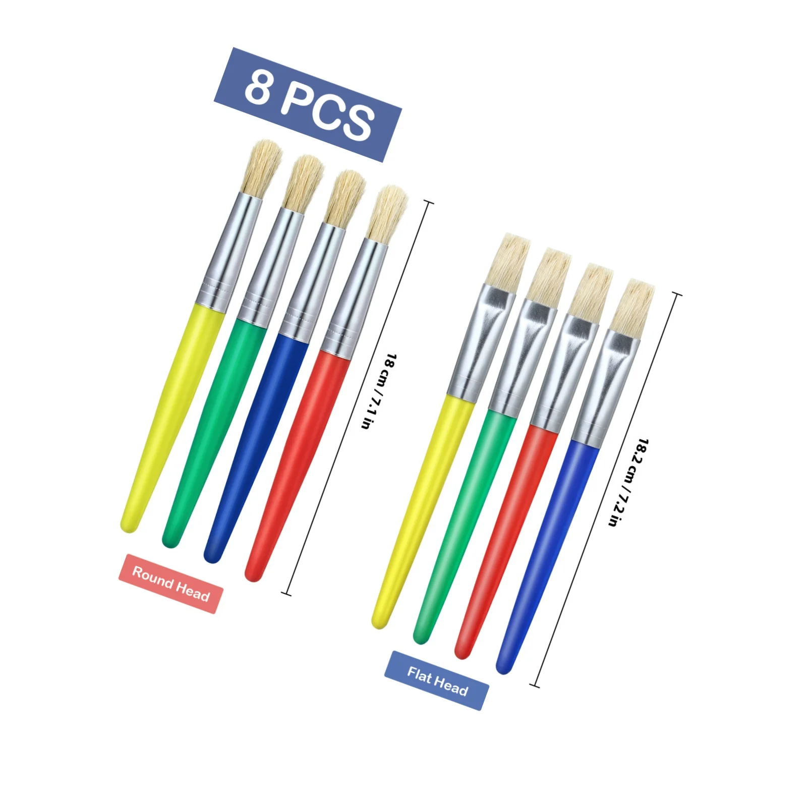 مجموعة فرش رسم مكونة من 8 قطع بمقبض بلاستيكي ممتاز وأطراف مسطحة مستديرة لفرشاة رسم فنية يدوية للمبتدئين #5