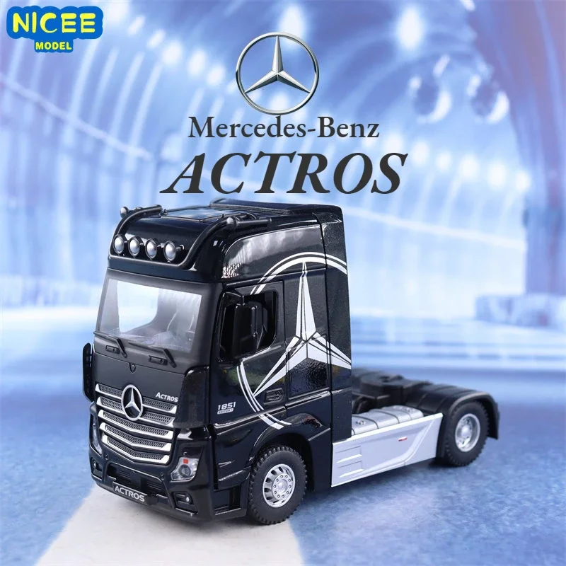 

1:36 Mercedes-Benz ACTROS truck Simulation Diecast Metal Alloy Model car Sound Light Pull Back Collection Kids Toy Gifts A561