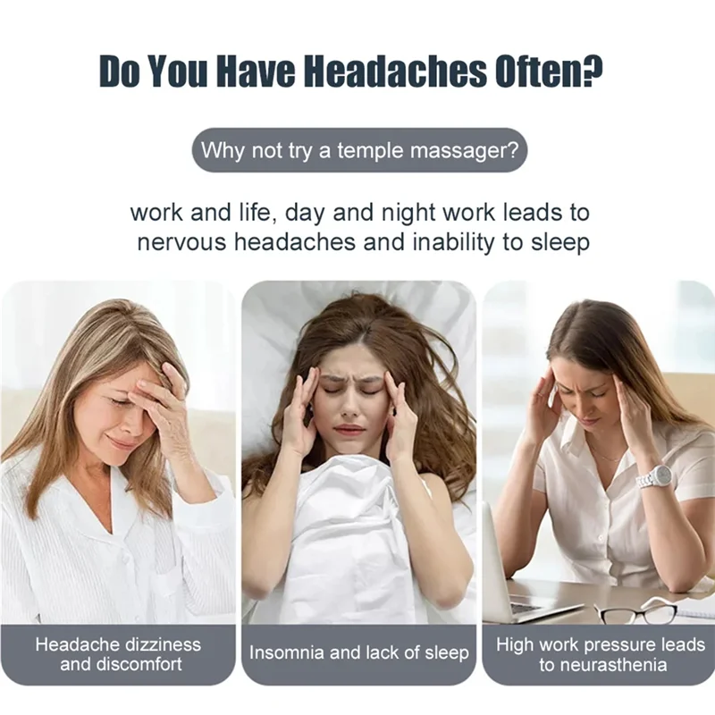 AA20-Anti insomnie musique électrique masseur de tête EMS soulagement des maux de tête Migraine compresse chaude Massage Temple Instrument