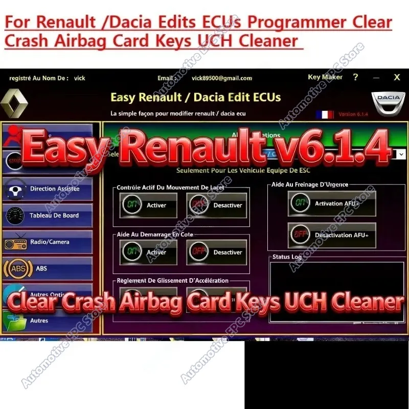 Hot for Renault  ECU Programmer Clear Crash Airbag Card Keys UCH Cleaner Easy Renault 6.1.4 Software WORK with OBDLink  Renolink