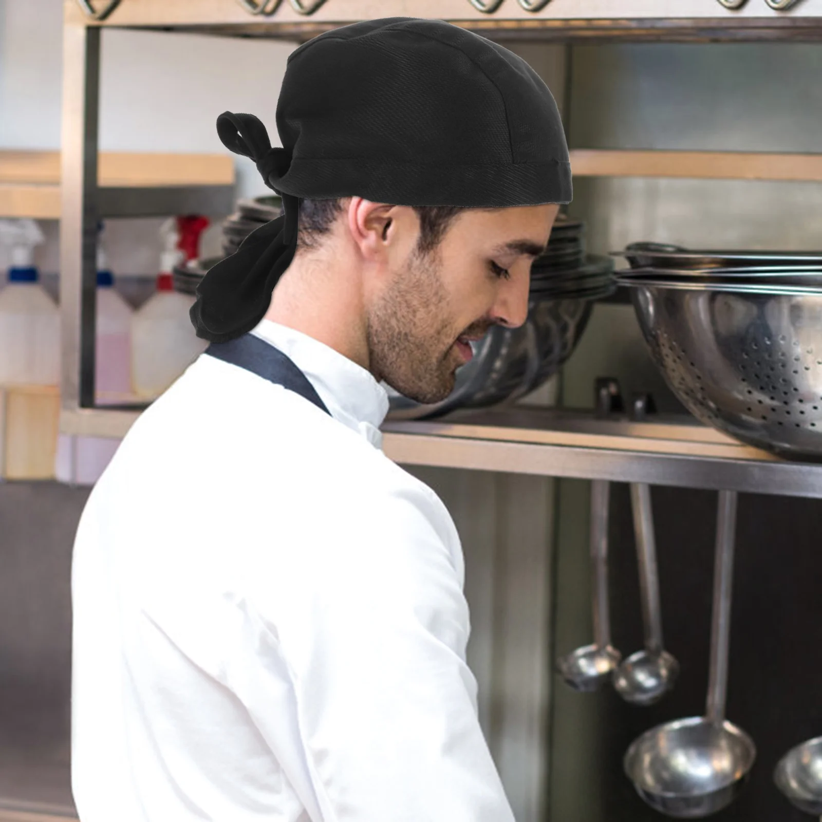 Chef Hat Serving Turban Hats for Men Cotton Restaurant Uniform Caps Kitchen Cook Cooking