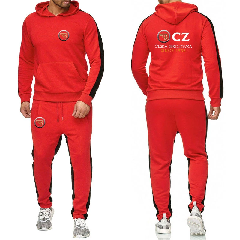 Ceska Zbrojovka-Sudadera con capucha y pantalón de chándal para hombre, traje deportivo cómodo con estampado de Color liso checo de armas de fuego, primavera y otoño, 2024