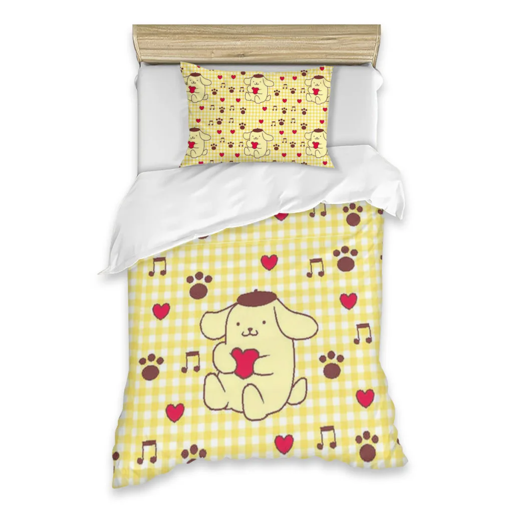 Sanrio Pompompurin Bed Sheets Set  Comforter Quilt Cover Duvets Single Bedding