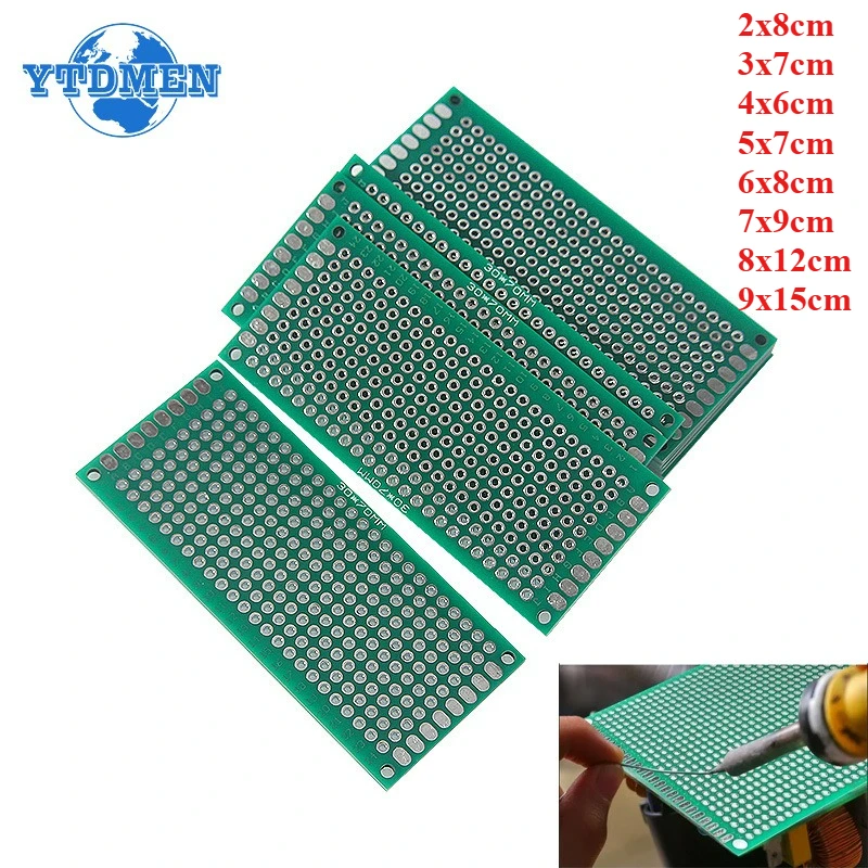 5pcs 8 Sizes Double Side Prototype PCB Tinned Universal Board Experimental Plate Circuirt Hole Bread Board 2.54mm Glass Fiber