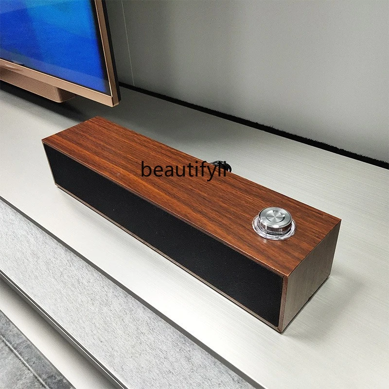 

Wired Bluetooth Speaker Multimedia Computer Desktop Long Wooden Speaker with Deep Bass