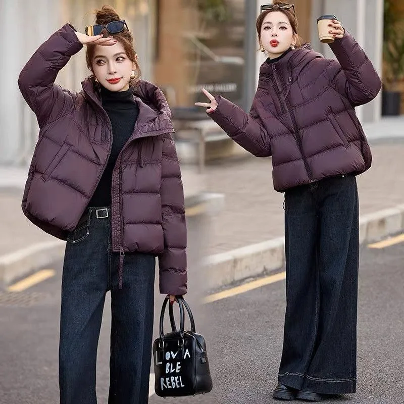 2025 Winter Women's European Short Down Cotton Clothes New Fashion Korean Hooded Small Man Thickened Cold Jacket Warm Jacket