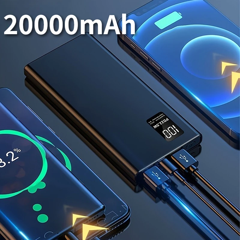 

Двунаправленный аккумулятор с быстрой зарядкой емкостью 20000 мАч — аварийное резервное копирование для кемпинга на открытом воздухе, для IPhone PD 20 Вт и Android QC3.0/2,5 Вт