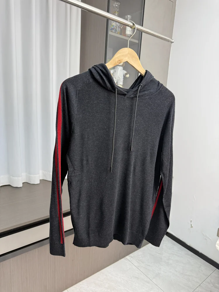 

Удобный дышащий мужской повседневный вязаный свитер-худи для осени и зимы, универсальный, модный, в уличном стиле, с цветными блоками