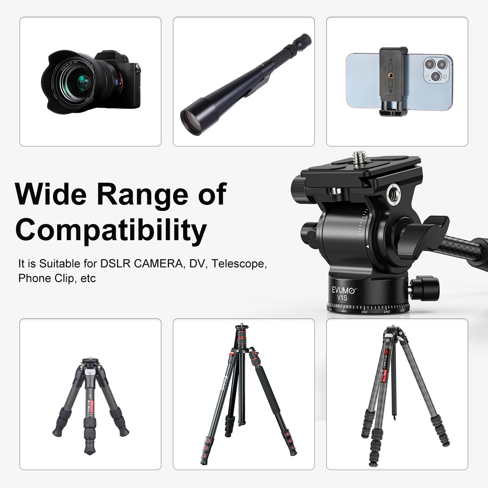 Nhẹ Mini Video Chất Lưu Đầu Toàn Cảnh Chân Bóng Đầu Sợi Carbon Tay Cầm Phụ Nhanh Chóng Phát Hành Đĩa Cho Máy Ảnh Không Gương Lật