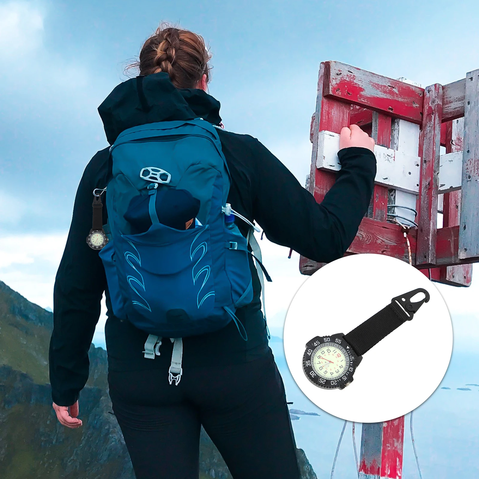 Outdoor Mountaineering Hanging Watch Men Nylon Carabiner Clip Sport Timepiece Classic Pocket Watches