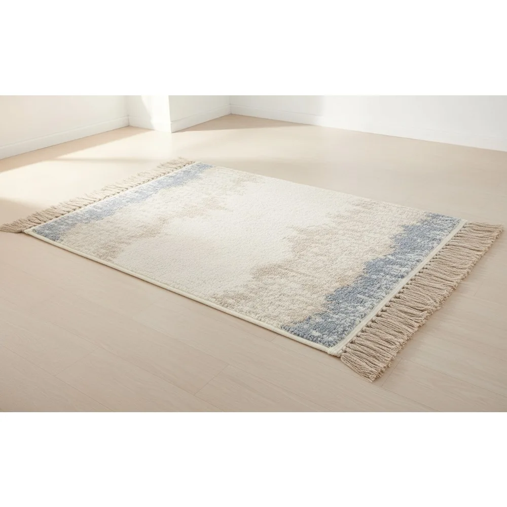 

Soft Skid-Resistant Cotton Bath Mat, Coastal Beach Decor Rug for Bathroom, Absorbent & Machine Washable