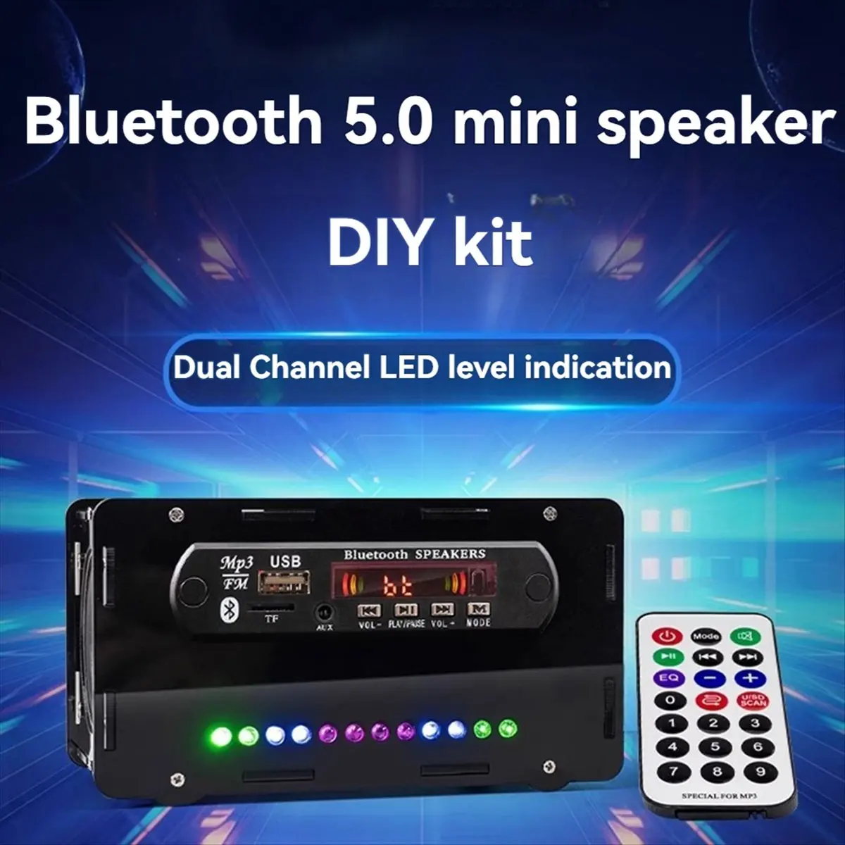 

(WSFS) Набор для самостоятельной сборки Bluetooth-колонки с LED-дисплеем, FM-радио, USB и цифровым дисплеем, усилитель звука для дома, проект для практики пайки