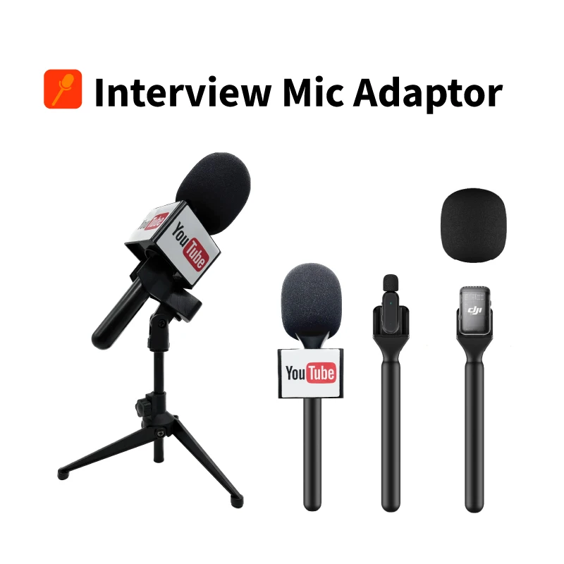 Interview mic adapter Microphone handheld adopter Mic Handle Adoptor cold shoe clip mini clip for DJI MIC 2/Boya Link/MOMA Lark