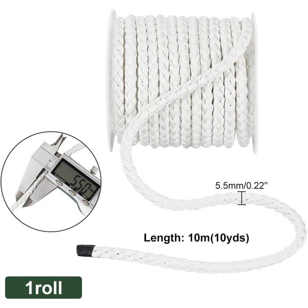 10 Yards Round Braided Leather Cord 5.5mm Leather Rope Jewelry Craft Cord Tie Cording White Leather Strap Bolo Cord for DIY