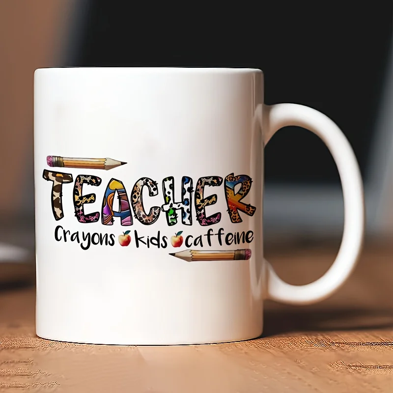 Изолированная керамическая кофейная кружка с тематикой учителя — многоразовая многофункциональная чашка на 11 унций, идеально подходит для домашнего и офисного использования, только для ручной стирки