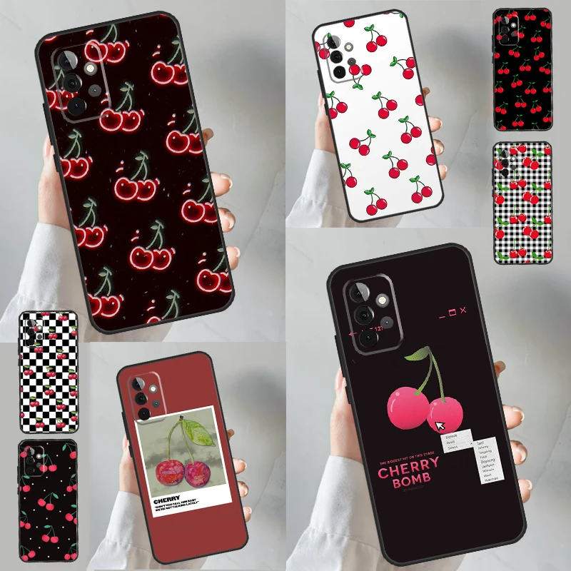 Cherry Pattern Case For Samsung Galaxy A55 A35 A25 A15 A51 A71 A12 A32 A52 A13 A33 A53 A14 A34 A54 Cover