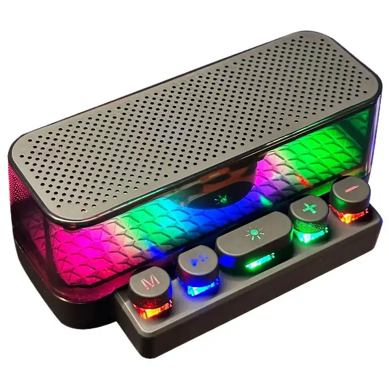 Small Speaker Wireless Keyboard Desktop Speaker Portable Bass Music Player With Lights For Home Outdoor Camping Desk Decor