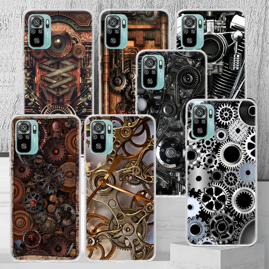 Steampunk Gear Mechanical Phone Case Coque For Xiaomi Redmi Note 13 12S 12 11 11S 11T 11E 10 Pro Plus 10S 9 9S 9T 8 8T Global 7 