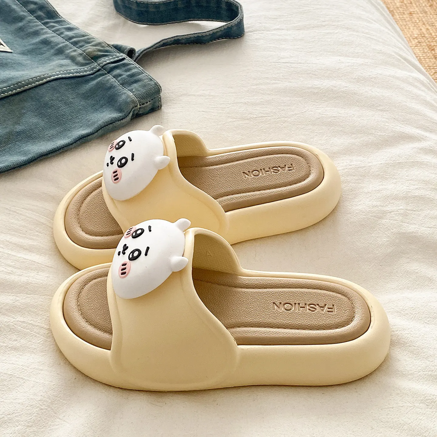 Women'S Shoes For Flat Feet - Chiikawa Terlikleri Kaymaz Dış Mekan Terlikleri