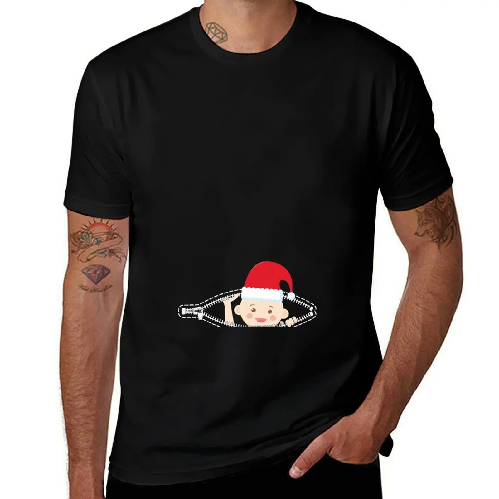 Camiseta de maternidad con diseño de gorro de Papá Noel para bebé, camiseta informal de manga corta a la moda