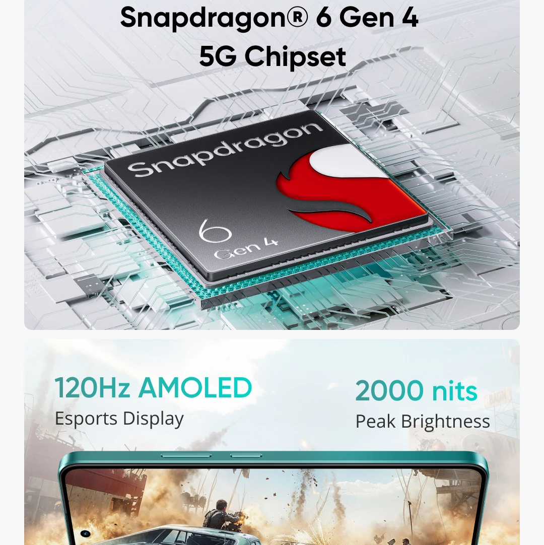 Global Version realme P3 5G Smartphone NFC Snapdragon® 6 Gen 4 Chipset 5260mAh Battery 45W Charge 6.67" 120Hz AMOLED Display
