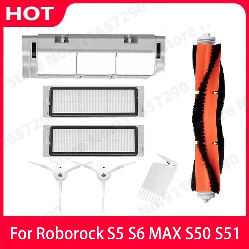 For Xiaomi 1S Roborock S6 S5 S60 S65 S5 S50 S55 E25 E35 Main Brush White HEPA Filter Vacuum Parts Accessories