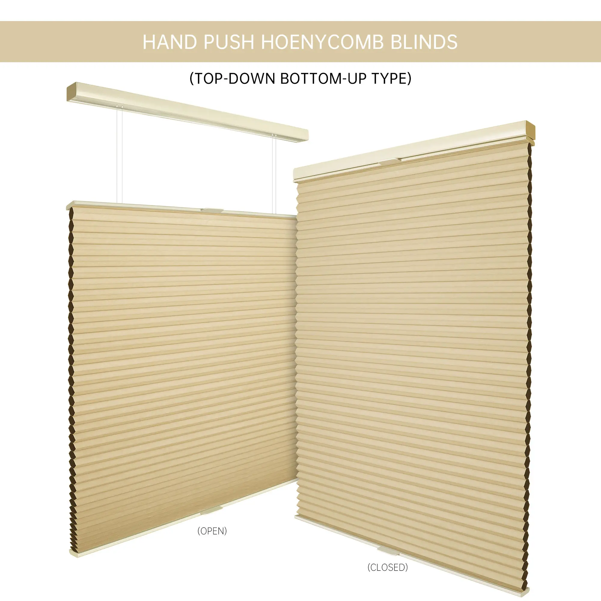 Factory Price Manual Spring Light Filtering Easy Installation Top Down Bottom Up Honeycomb Blinds For Window