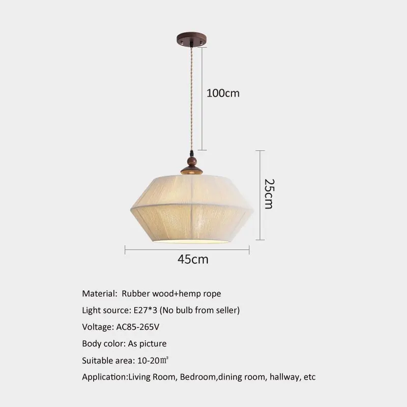 Nakagu Wabi Sabi Handmade Woven Cotton Rope Pendant Light Japanese Cream Style Restaurant Homestay Tea Room Study Bedroom Light