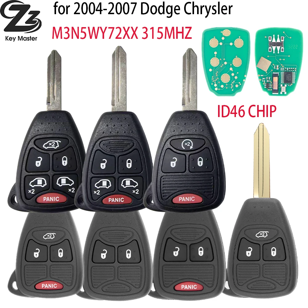 

Zz M3N5WY72XX ID46 PCF7941 315/433MHz Car Remote Key For Jeep Grand Cherokee Dodge Chrysler Town Country Cruiser Sebring