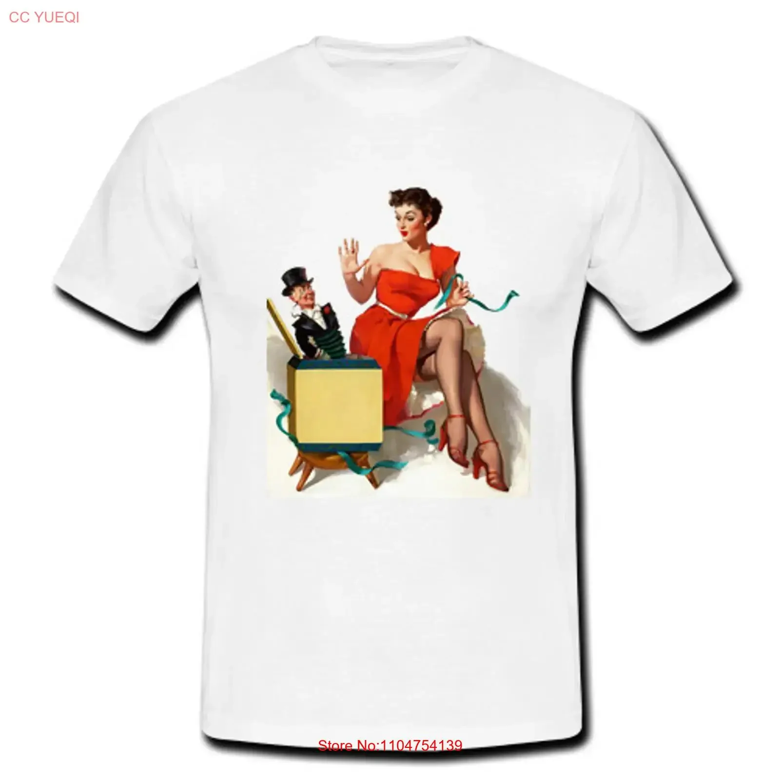 Mens Retro T shirt Vintage Christmas Pinup Ventriloquist Dummy 50s Present vintage Washed homme graphic Versatile fashion