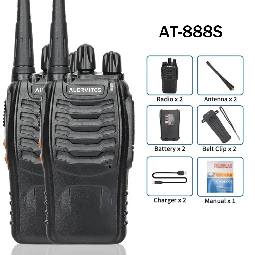 ALERVITES AT-888S 430-440MHz Walkie Talkie Wireless Frequency Copy Noise Reduction Encrypted Calls Mini Ham Radio