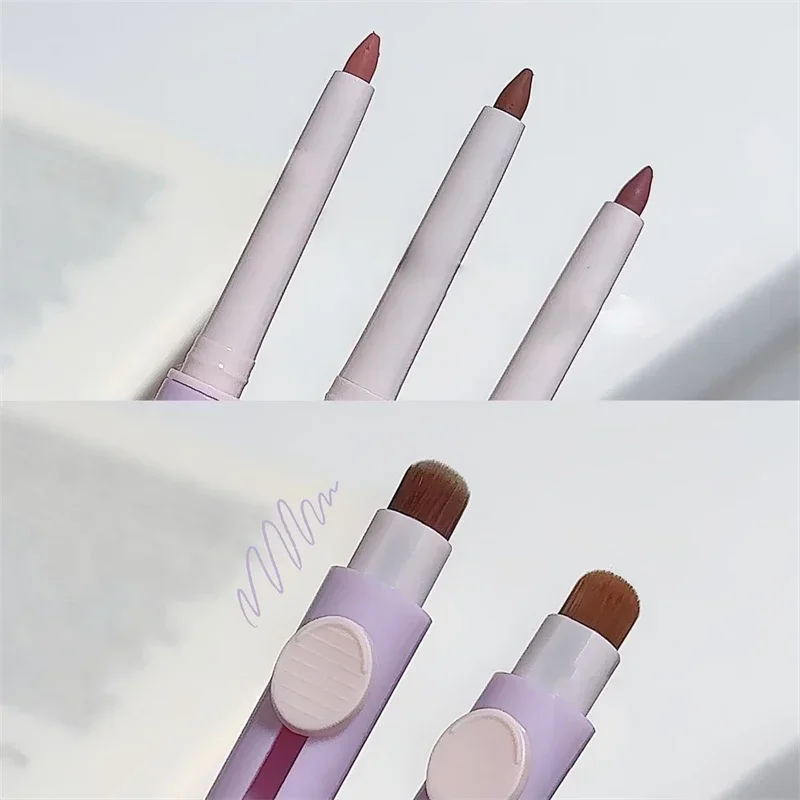 ใหม่ Lip Pen Lip Liner ปากกา Matte ลิปสติกปากกา Silver Long Lasting Lip Contouring Nonstick Lipliner ดินสอเกาหลีแต่งหน้าพร้อมแปรง