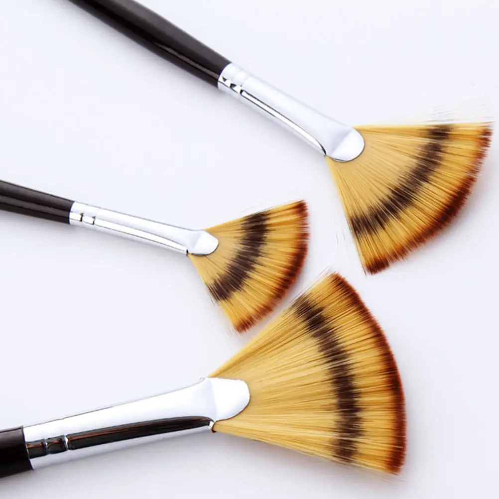 

3pcs Fan-shaped Paint Brushes Lightweight Portable Watercolor Tools Oil Painting Pens Multi-needle Nylon Brushes for Artists