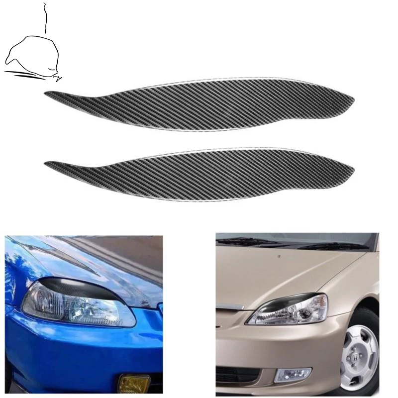 

For Honda Civic 6th 1999-2000 Headlights Eyebrows Eyelids Cover Carbon Fiber Eyelash Headlamp Stickers Tuning Car Accessories