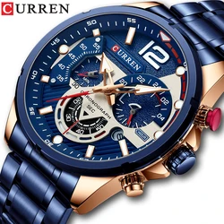 Curren Uhren Herren Sport Quarz Chronograph Armbanduhren Luxus Edelstahl Uhr mit leuchtenden Uhr Relogio Masculino