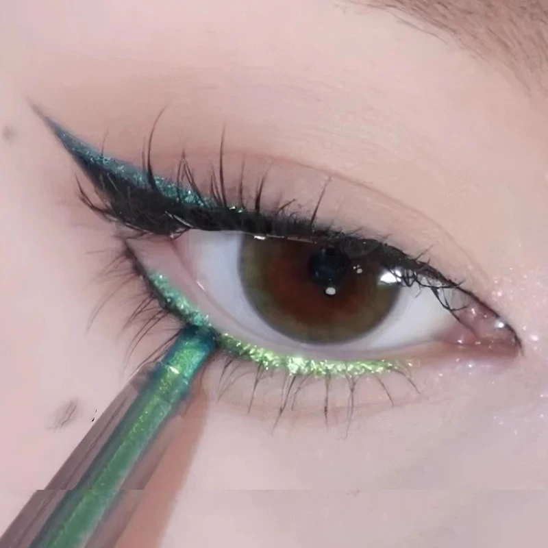 Delineador de ojos cromado brillante, lápiz de sombra de ojos verde, dorado, púrpura, brillo, impermeable, brillo, gusano de seda tumbado, cosméticos, maquillaje para mujeres