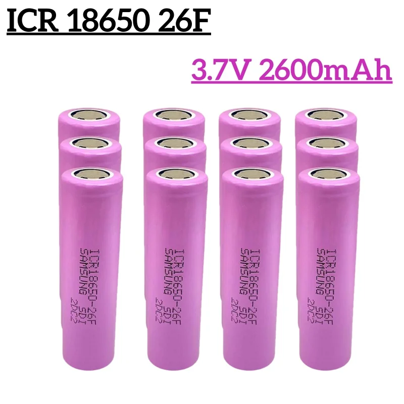 3.7V 2600mAh 18650 Battery For Samsung ICR18650 26F Lithium Lon Battery Replacement External Battery