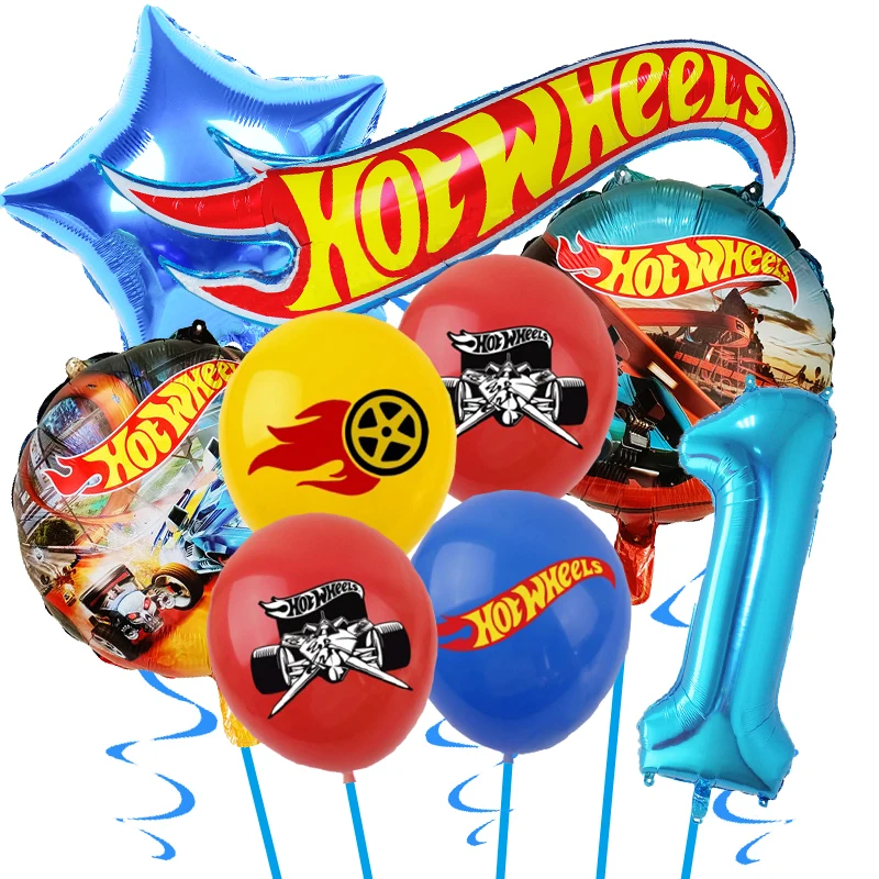 Racing Car Birthday Party Decorations Hot Wheels Foil Balloon Kit for Kids Party Shower Supplies 32'' Number Globlos Set Decor