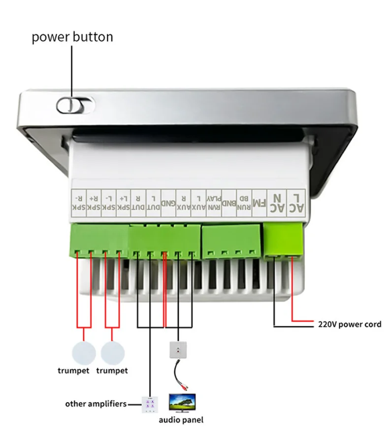 Home Theater Hifi Fidelity Amplifier Built-in BluetoothS 5.0 Module Full Screen Touch Music Player Digital Wall Amplifier