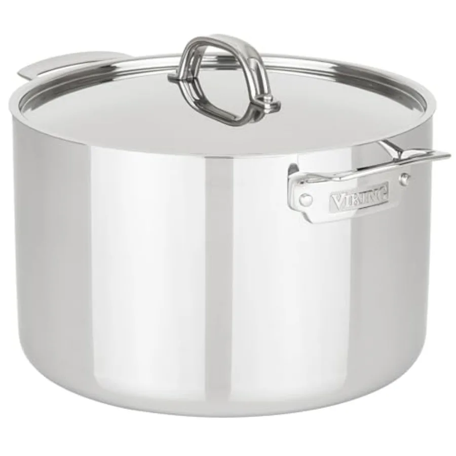 

3-Ply Stainless Steel Stock Pot, 12 Quart Soup Cooking Pot with Lid, Kitchen Cookware, Dishwasher and Oven Safe, Induction Ready