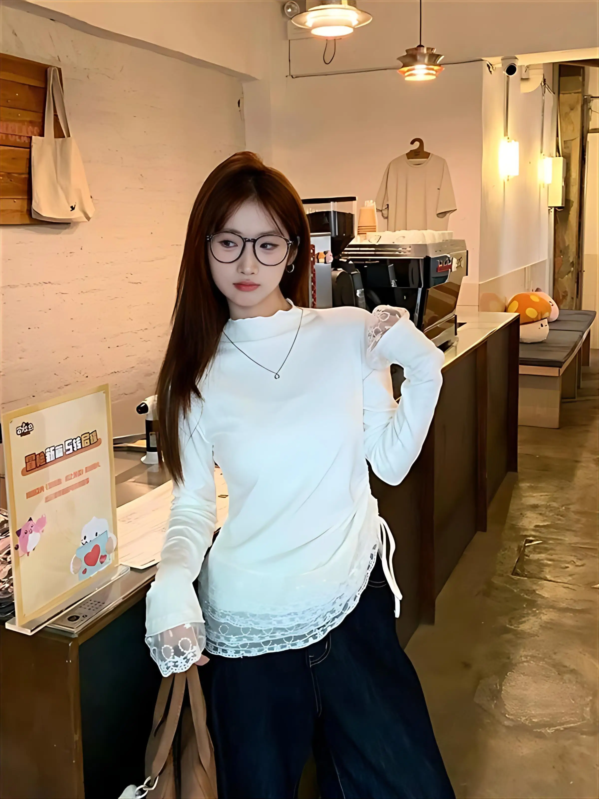 

Женские футболки с длинным рукавом: элегантный принт в стиле художественной живописи на холсте, повседневные, простые, базовые, подходят для взрослых женщин.