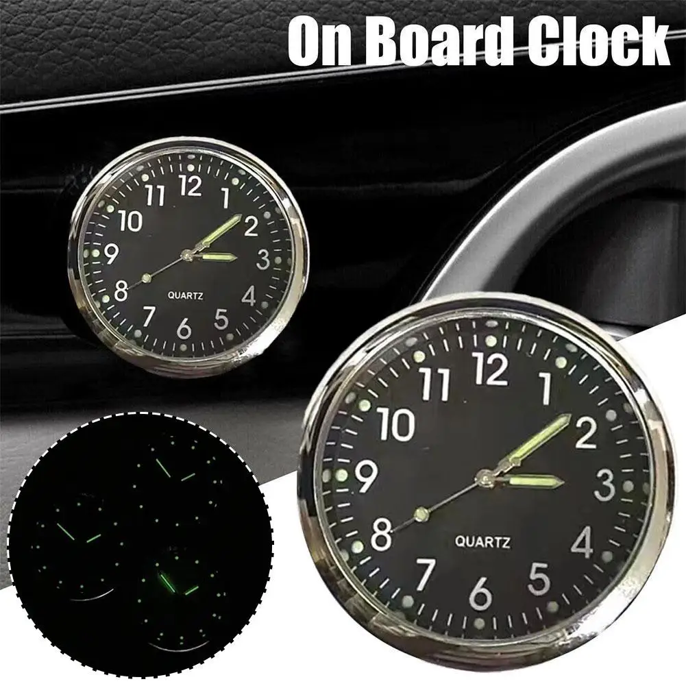 Car Clock Luminous Mini Electronic Quartz Watch Clock Automobiles In-Car Ornament Internal Clock 40mm Stick-On Digital Dash C1O8