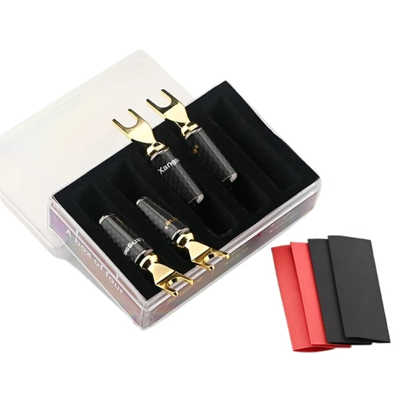 

4Pcs Speaker Y Plug Gold / Rhodium Plated Red Copper Terminal Amplifier HiFi Audio Adapter Connector