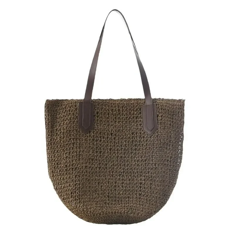 Women's handwoven straw tote bag large capacity summer shoulder bag for beach vacation travel view 5