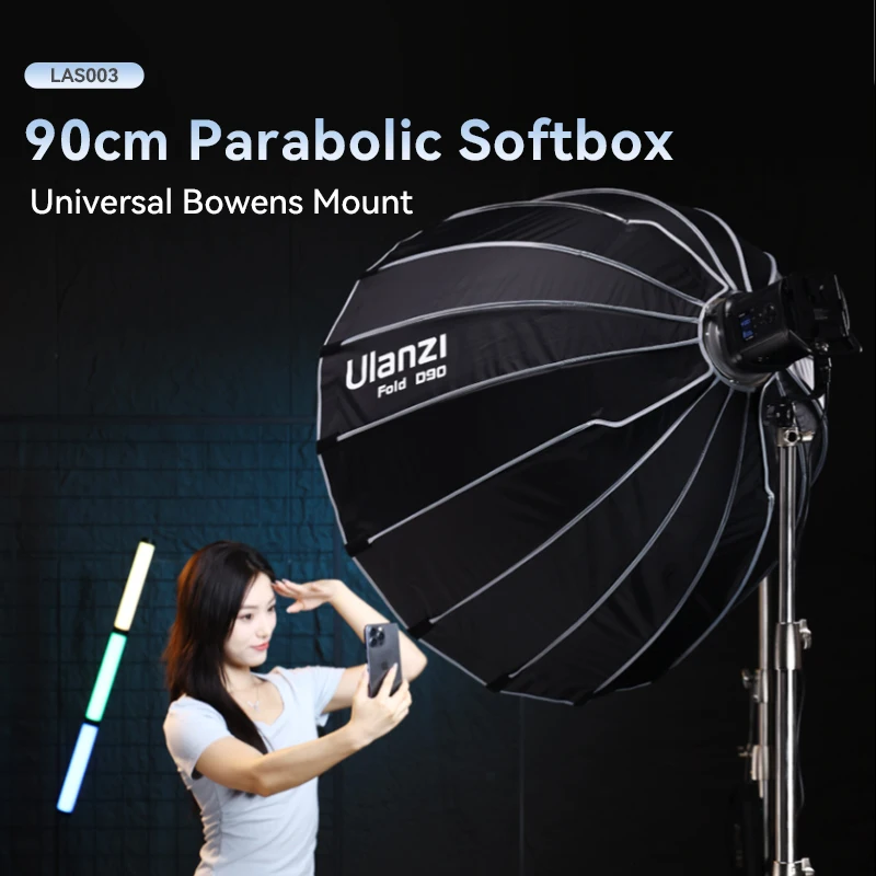 

Ulanzi LAS003 90cm Parabolic Softbox Universal Bowens Mount for Portrait Photography Live Streaming for 120w 200w V-Mount Light