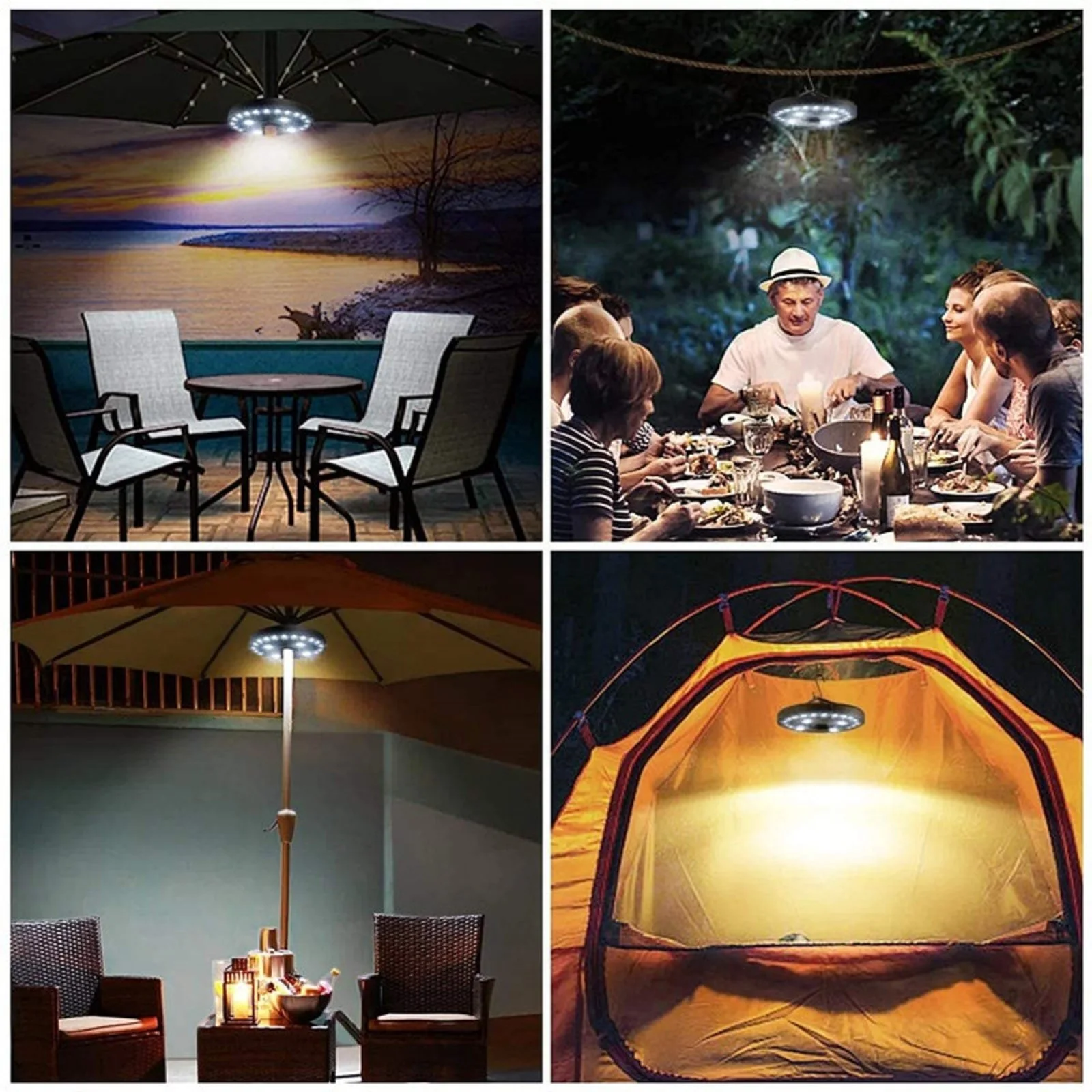 28 LED Umbrella Light Lantern Outdoor Camping Light Poles Tent Light With Hanging Hook Assmbly For Garden Patio Beach Fishing