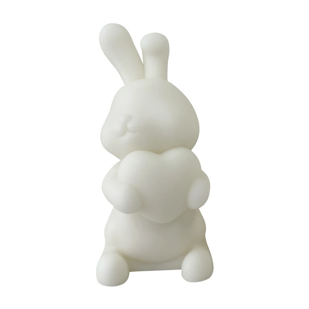 

Cartoon Rabbit Candle Mold Heart hugging Rabbit Aromatherapy Candle Silicone Mold Scented Making Tools 3D DIY Handmade Fragrance