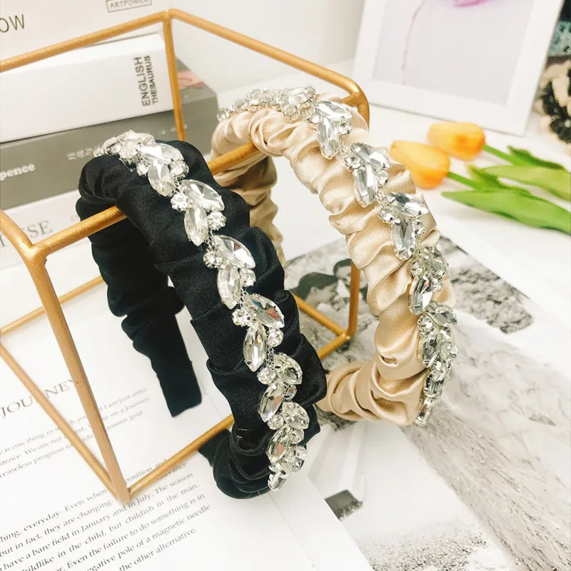 2 Colors New Design Handmade Retro Baroque Rhinestone Crystal Headbands For Women Cloth Hairband Headwear Girls Hairbands